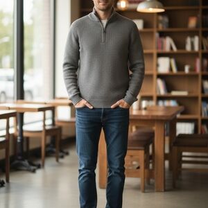 GAP Men's Charcoal Zip-Up Sweater